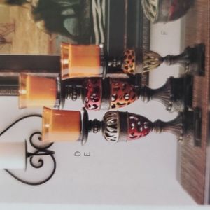 Home Interiors Animal print collage Candle Holders set of 3 NEW in original box